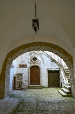 The internal courtyard of an old house of Bovino, an ancient town in Puglia, Italy.