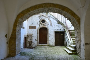 The internal courtyard of an old house of Bovino, an ancient town in Puglia, Italy.