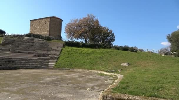 ヴェリアの古代円形劇場 サレルノ州の古代ギリシャ ローマの都市 カンパニア州 イタリア — ストック動画