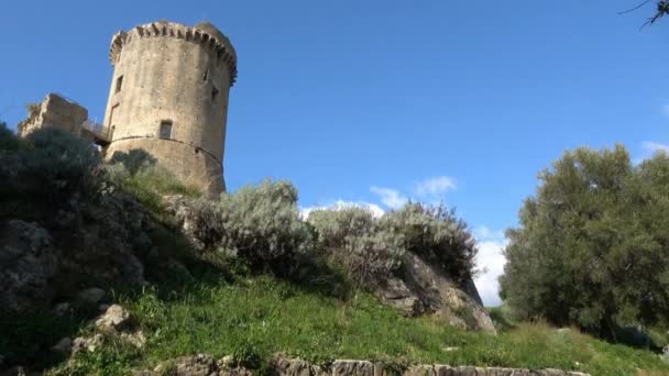 ヴェリアの考古学公園の古代の塔 サレルノ州のギリシャ ローマ市 カンパニア州 イタリア — ストック動画