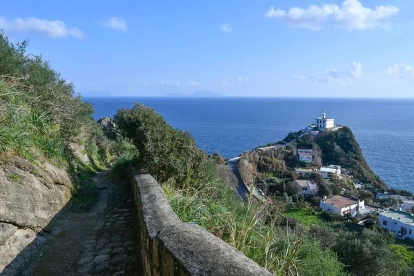 Farol Capo Miseno Costa Frente Para Ilhas Golfo Nápoles Itália — Fotografia de Stock