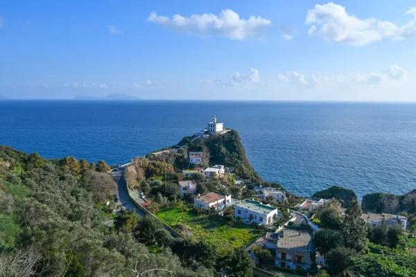 Lighthouse Capo Miseno Coast Facing Islands Gulf Naples Italy — Stock Photo, Image