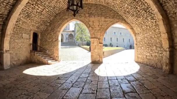 Entrance Casamari Abbey Monumental Medieval Monastery Located Rome Italy — Stock Video
