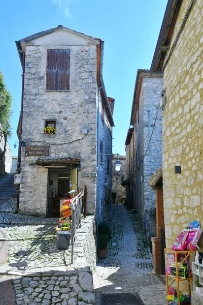 Úzká Ulice Mezi Starými Domy Fumone Historické Město Státě Lazio — Stock fotografie
