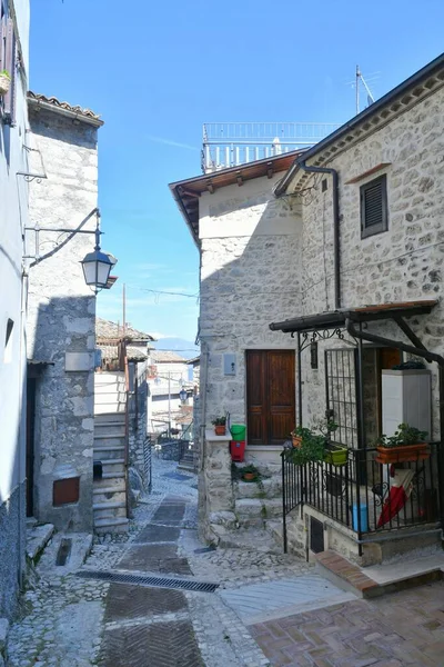 Een Smalle Straat Tussen Oude Huizen Van Fumone Een Historische — Stockfoto