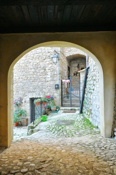 Narrow Street Old Houses Fumone Historic Town State Lazio Italy — Stock Photo, Image
