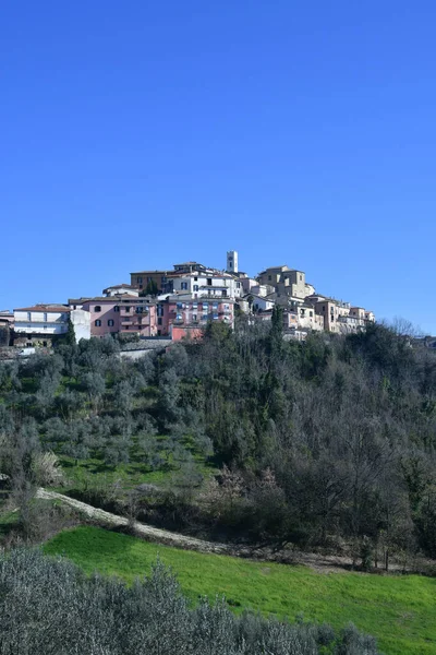 Πανοραμική Θέα Της Pofi Μιας Μεσαιωνικής Πόλης Στην Επαρχία Frosinone — Φωτογραφία Αρχείου