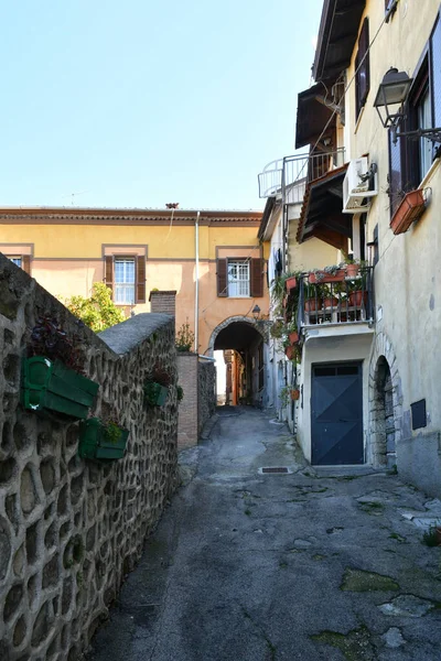 Ένας Δρόμος Ανάμεσα Στα Παλιά Σπίτια Του Torrice Μια Μεσαιωνική — Φωτογραφία Αρχείου