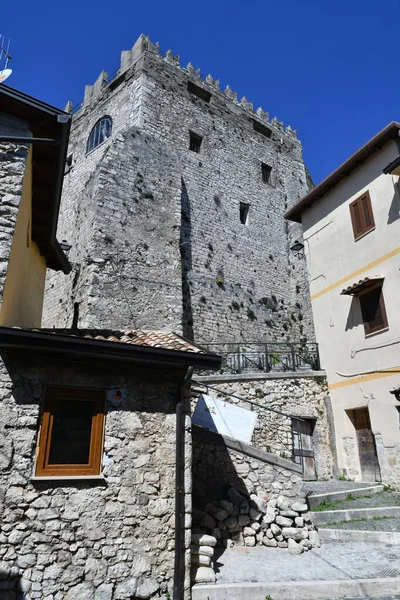 Wąska Uliczka Wśród Starych Domów Torre Cajetani Historyczne Miasto Stanie — Zdjęcie stockowe