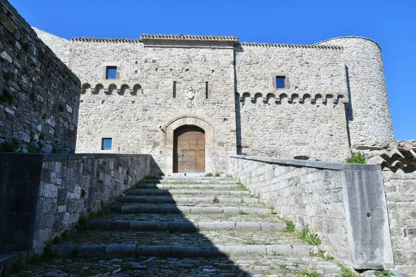 Mury Średniowiecznego Zamku Civitacampomarano Wiosce Molise Prowincji Campobasso Włochy — Zdjęcie stockowe