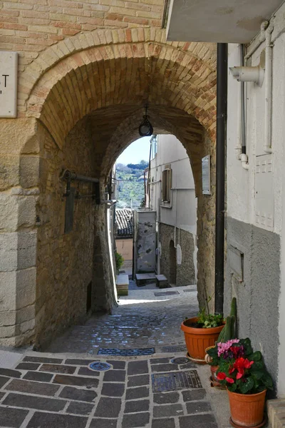 Una Calle Estrecha Entre Las Antiguas Casas Biccari Una Ciudad — Foto de Stock