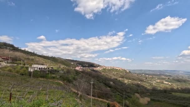 Widok Wieś Uprawy Prowincji Benevento Tle Można Zobaczyć Jedną Średniowiecznych — Wideo stockowe