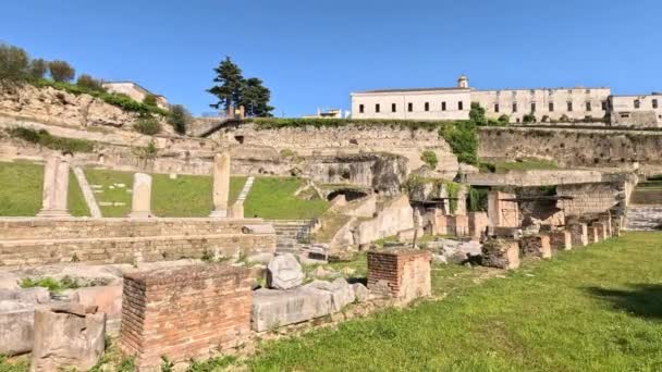 Antico Teatro Romano Sessa Aurunca Centro Storico Della Provincia Caserta — Video Stock
