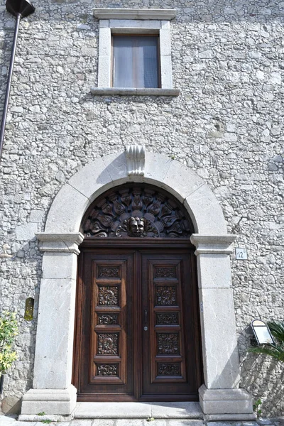 Fachada Uma Casa Característica Cidade Cerreto Sannita Província Benevento Itália — Fotografia de Stock