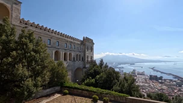 Top Uitzicht Napels Een Historische Stad Met Uitzicht Middellandse Zee — Stockvideo