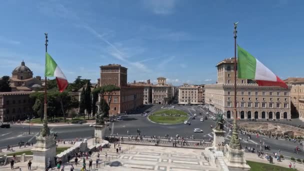 Vista Piazza Venezia Roma Uma Das Praças Mais Monumentais Capital — Vídeo de Stock