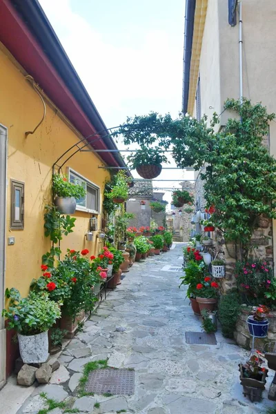 Eine Enge Straße Kleinen Dorf Cairano Kampanien Italien — Stockfoto
