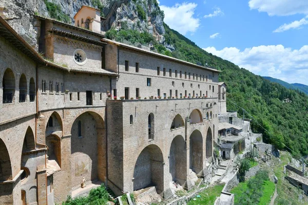 stock image View of the monastery of San Benedetto in Subiaco, a medieval village near Rome, Italy.