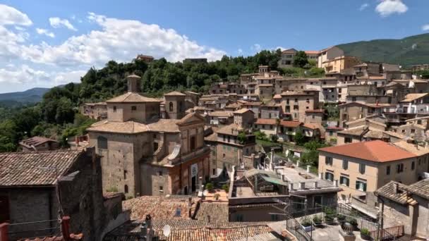Top Pohled Historickou Čtvrť Subiaco Středověké Město Blízkosti Říma Itálie — Stock video