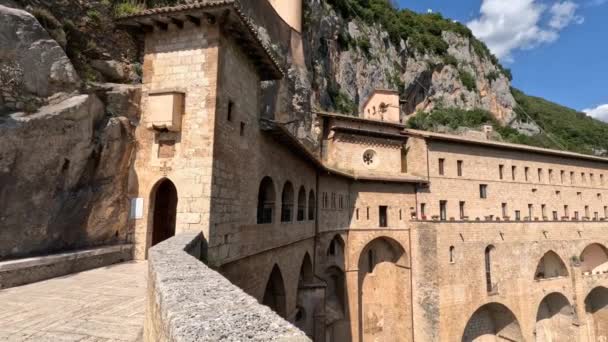 Vista Mosteiro São Bento Subiaco Uma Vila Medieval Perto Roma — Vídeo de Stock