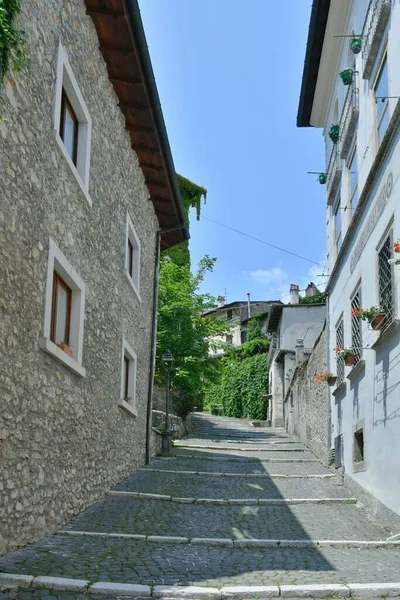 Старая Улица Лиакоццо Средневековом Городе Регионе Абруццо Италия — стоковое фото
