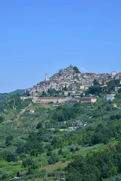 Široký Pohled Údolí Olevano Romano Historické Město Regionu Lazio Itálie — Stock fotografie