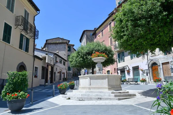 Egy Kis Négyzet Olevano Romano Egy Középkori Város Lazio Régióban — Stock Fotó