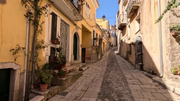 Una Calle Característica Buccino Pueblo Medieval Provincia Salerno Italia — Vídeos de Stock