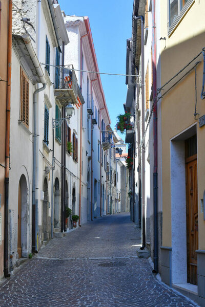 A characteristic street of Agnone, a medieval village in the Isernia province, Italy.