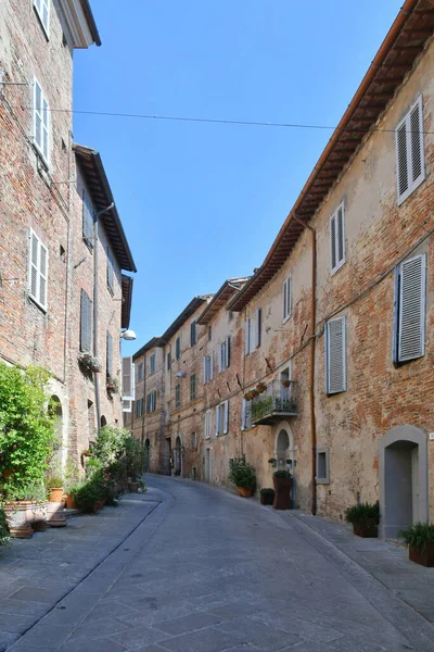 Uma Rua Entre Casas Citt Della Pieve Uma Vila Medieval — Fotografia de Stock