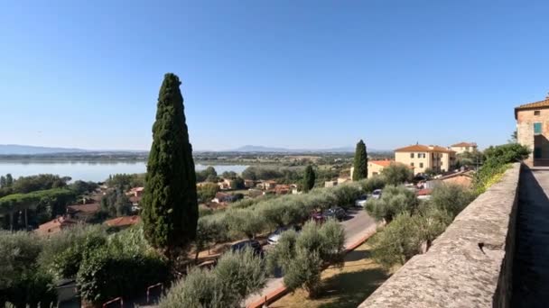 Paesaggio Visto Castiglione Del Lago Una Città Medievale Umbria — Video Stock