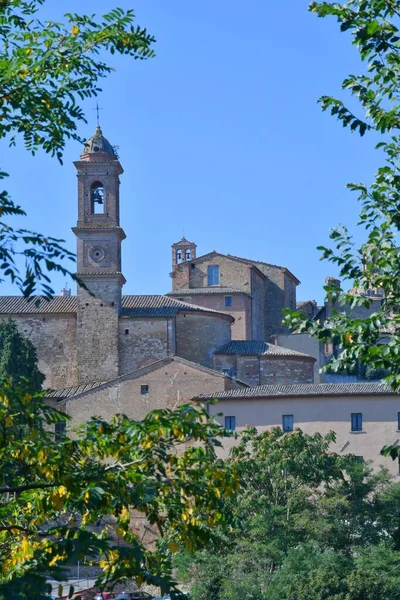 Paisagem Vista Montepulciano Uma Cidade Velha Toscana Itália — Fotografia de Stock