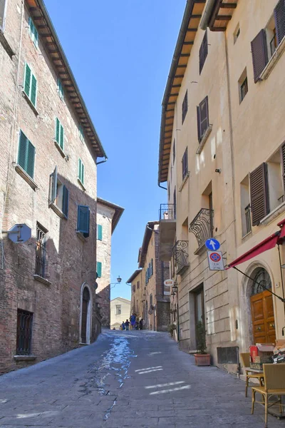 Street Houses Montepulcianoa Medieval Village Tuscany Italy — Stock Photo, Image