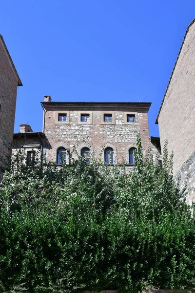Fachada Antiguo Palacio Montepulciano Pueblo Medieval Toscana Italia —  Fotos de Stock