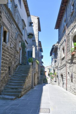 Vitorchiano 'nun ortaçağ mahallesinde bir sokak, Lazio' da Viterbo, İtalya 'da bir şehir..