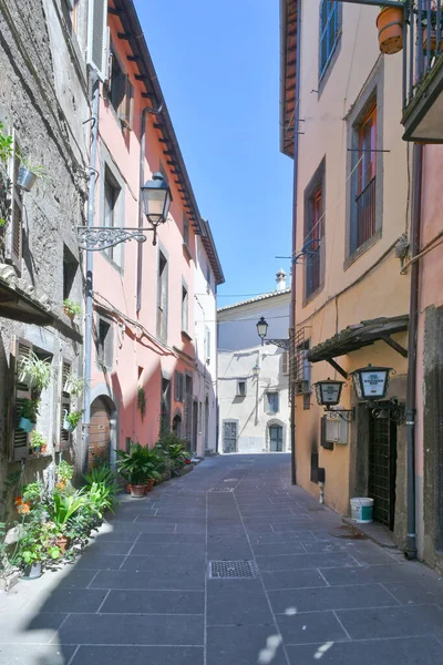 Ulice Středověké Čtvrti Vitorchiano Město Lazio Provincii Viterbo Itálie — Stock fotografie