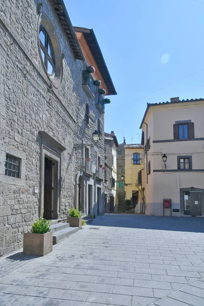 Una Calle Barrio Medieval Vitorchiano Una Ciudad Lazio Provincia Viterbo —  Fotos de Stock