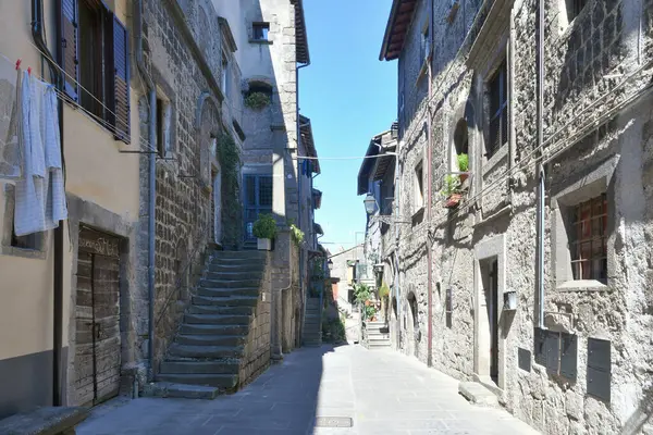 Ulice Středověké Čtvrti Vitorchiano Město Lazio Provincii Viterbo Itálie — Stock fotografie