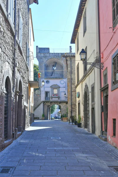 Ulica Średniowiecznej Dzielnicy Vitorchiano Miasto Lacjum Prowincji Viterbo Włochy — Zdjęcie stockowe
