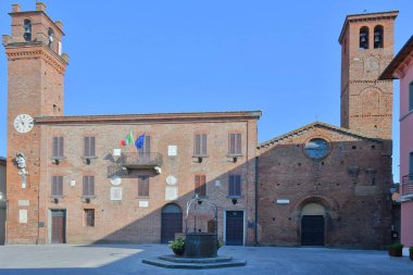 Torrita di Siena 'nın meydanı, İtalya' nın Toskana şehrinde bir köy..