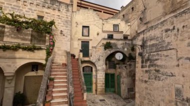 Matera 'nın eski evleri, İtalya' nın Basilicata bölgesinde antik bir kasaba..