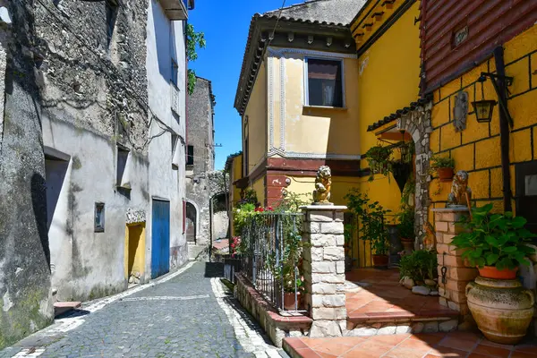 stock image A narrow street in Pietravairano, a rural town in Campania, Italy.