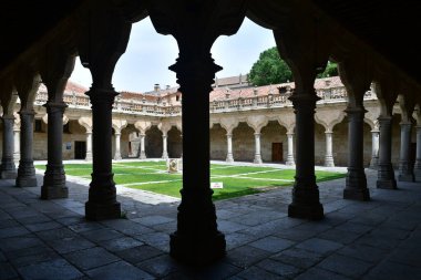  İspanya 'nın tarihi bir kenti olan Salamanca' daki Üniversite Kütüphanesi 'nin içinde..