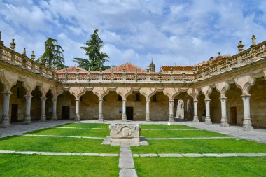  İspanya 'nın tarihi bir kenti olan Salamanca' daki Üniversite Kütüphanesi 'nin içinde..