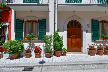 A colorful house in Cerreto Sannita, a town in Campania, Italy. clipart