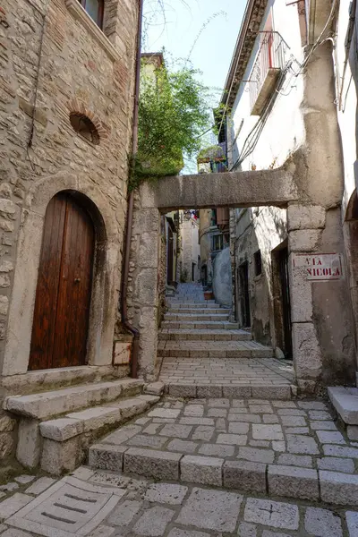 stock image A street of Cusano Mutri, a village in Campania, Italy.