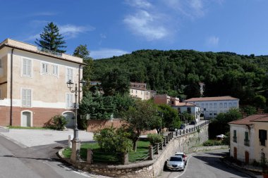 A street between the old houses of Settefrati in Lazio, Italy. clipart