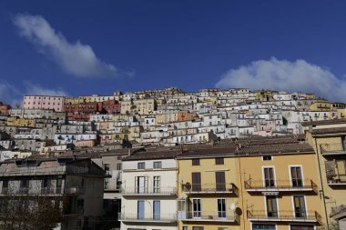 Panoramic view of Calitri, a small town in the mountains of Avellino province, Italy. clipart