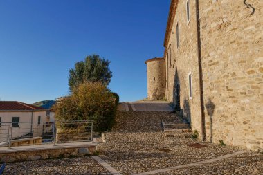 The walls of a medieval castle in Morra de Santis, a small town in Campania, Italy. clipart