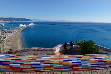 View of the Gulf of Salerno from a terrace park in Vietri sul Mare, Italy. clipart